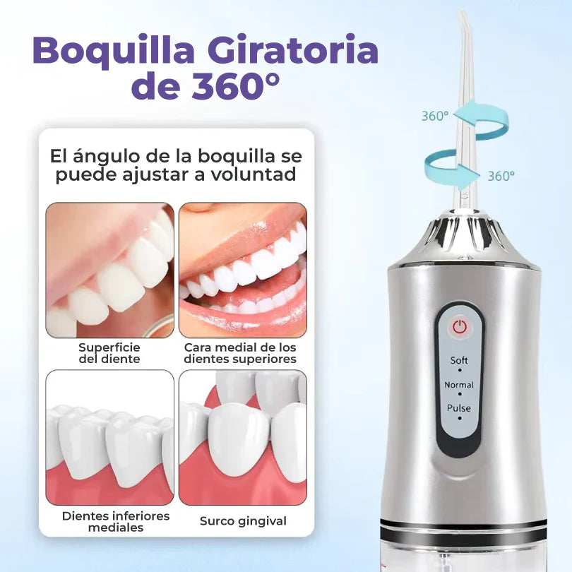 AquaSmile™ | Irrigador Bucal Recargable Limpieza Dental Profunda