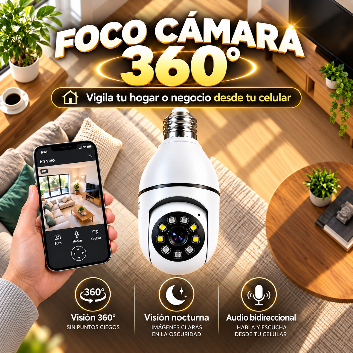 FOCO CAMARA 360° 1080P