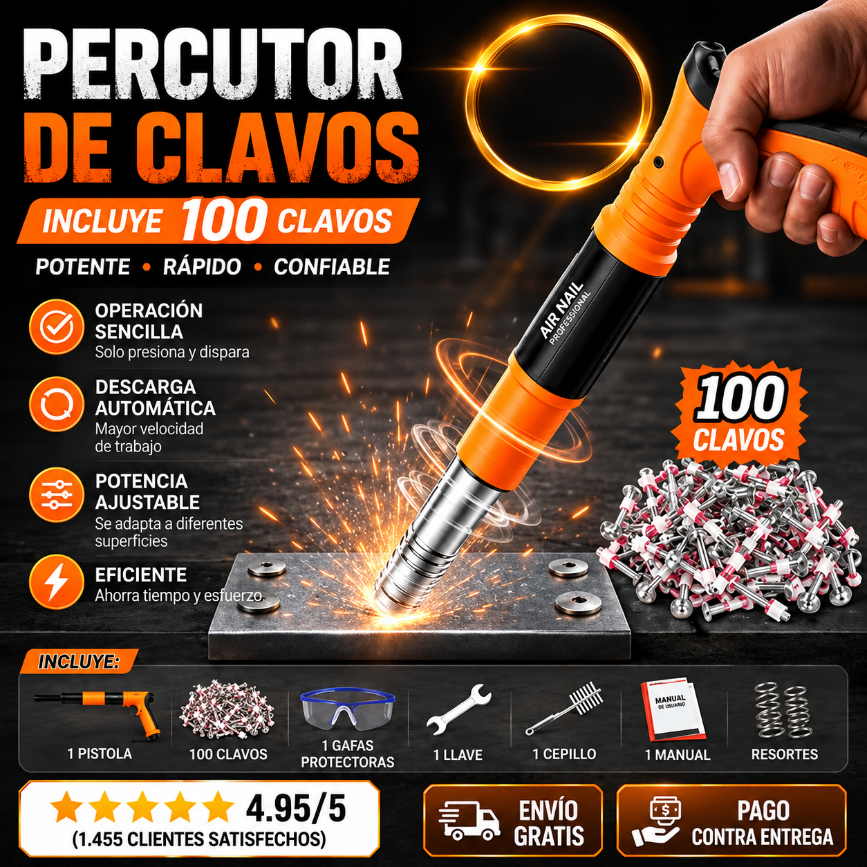 PISTOLA DE CLAVOS FULMINANTES