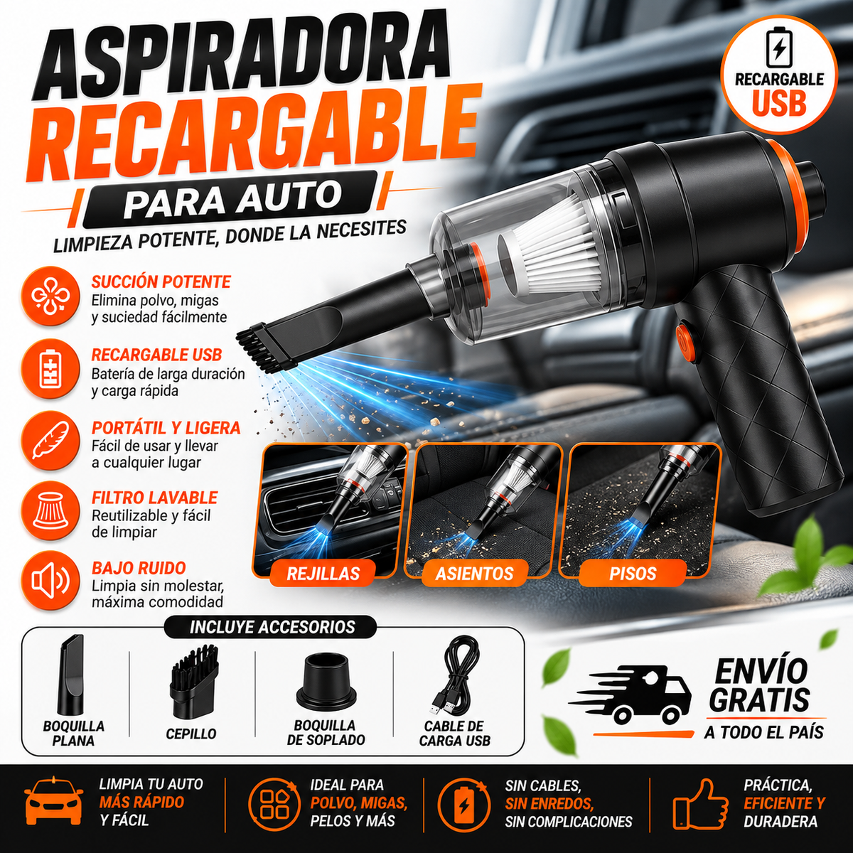 ASPIRADORA PORTATIL MULTIFUNCIONAL 3 EN 1