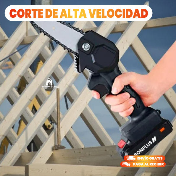 MOTOSIERRA PORTATIL RECARGABLE CON DOS BATERIAS