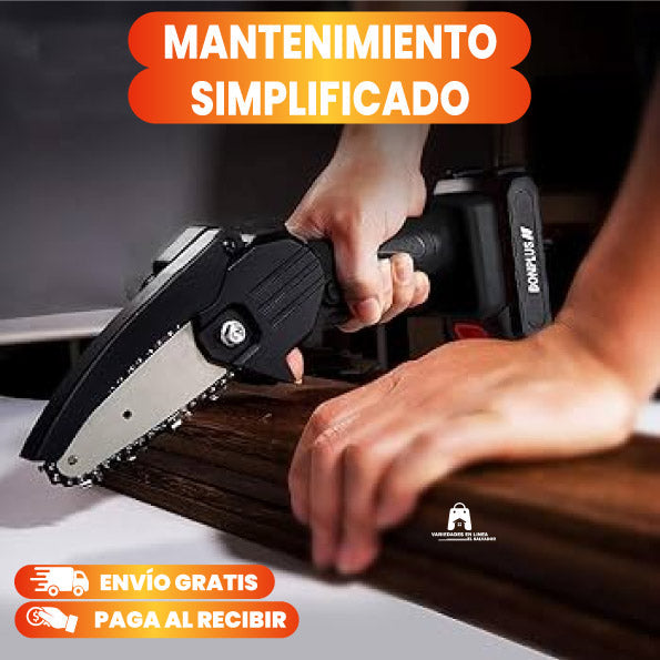 MOTOSIERRA PORTATIL RECARGABLE CON DOS BATERIAS