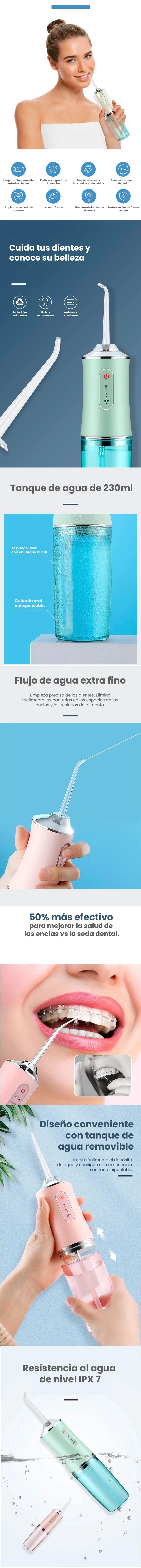 AquaSmile™ | Irrigador Bucal Recargable Limpieza Dental Profunda