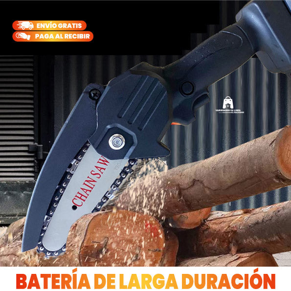 MOTOSIERRA PORTATIL RECARGABLE CON DOS BATERIAS