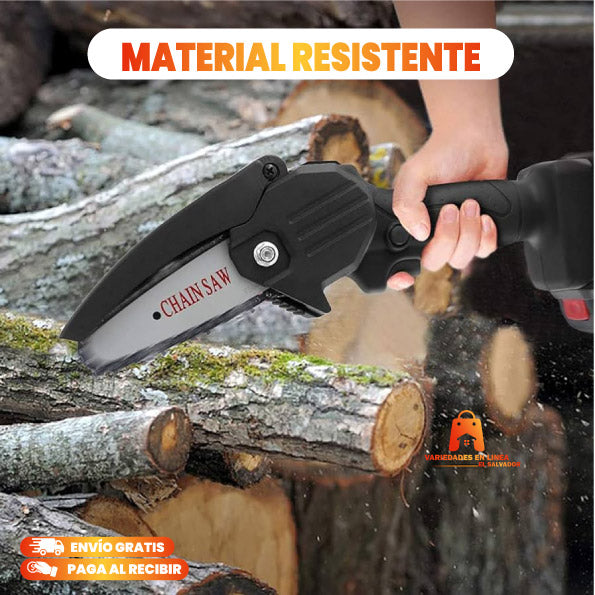 MOTOSIERRA PORTATIL RECARGABLE CON DOS BATERIAS