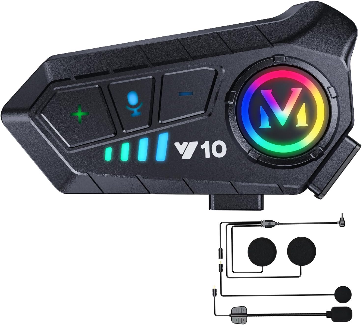 Intercomunicador Bluetooth para Casco de Moto con Luz RGB