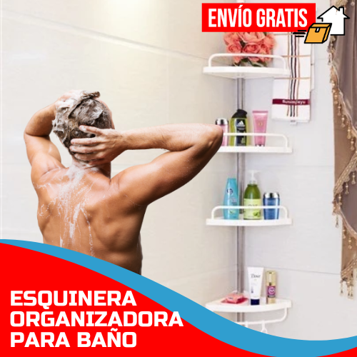 ESTANTE ESQUINERO DE 4 NIVELES PARA BAÑO