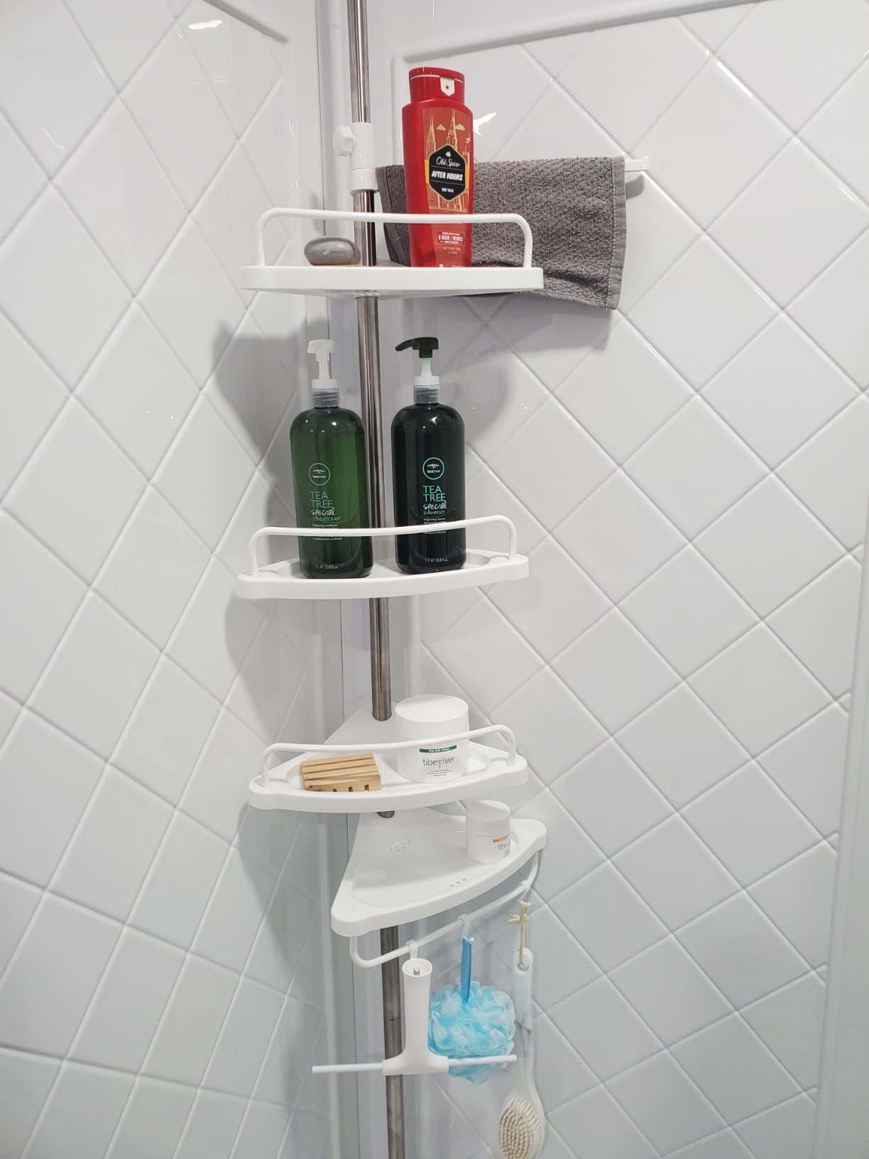 ESTANTE ESQUINERO DE 4 NIVELES PARA BAÑO