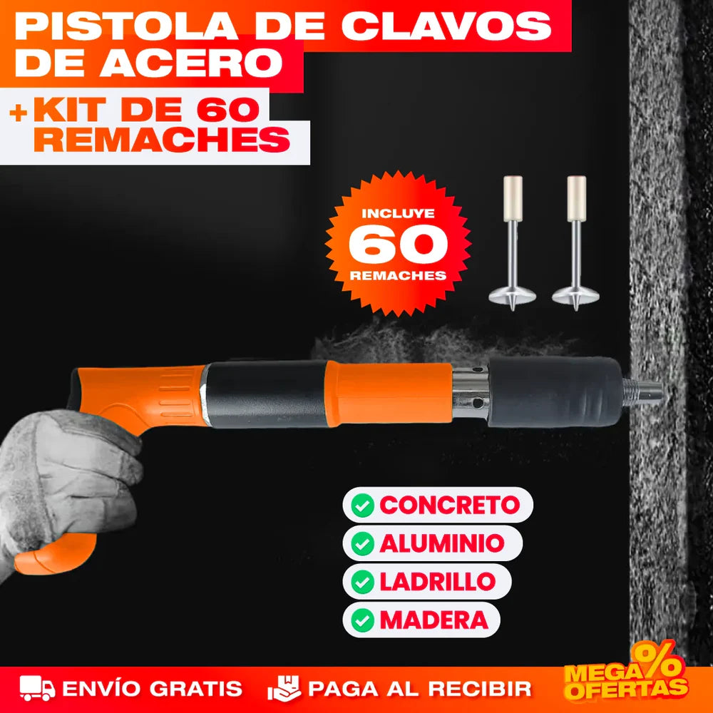 PISTOLA DE CLAVOS DE ACERO AUTOMATICA